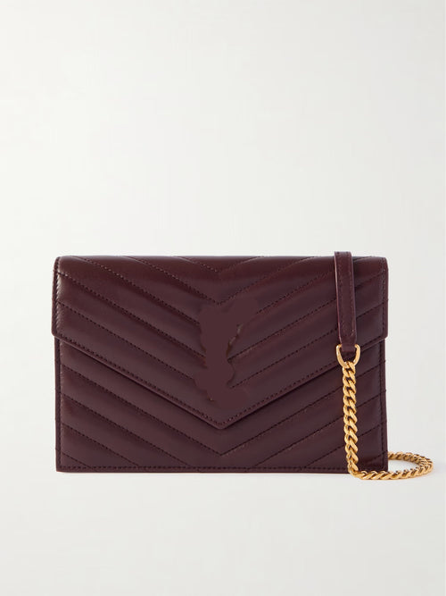 Cassandre Envelope Mini Matelasse Leather Shoulder Bag With Box